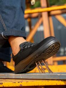 Steel Toe Shoes For Men, Black Anti Smashing And Anti Puncture Forging Workshop,Construction Work & Daily Wear Indestructible Shoes - Black - View 3