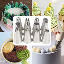 12 Stücke sortierte Tortendekorations-Spritztüllen, Edelstahl Zuckerguss Düsen für Cupcakes, Kekse, Gebäck, zum Backen, für Partys & Feiern, mittlere Größe