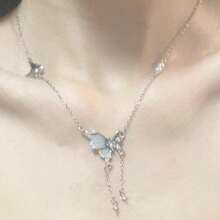 1pc Butterfly Tassel Necklace Designed For Modern Women Who Appreciate Light Luxury And Korean Style Aesthetics This Elegant Piece Features A Delicate Butterfly Pendant With A Flowing Tassel Creating A Captivating Movement That Adds A Touch Of Femininity To Any Outfit Crafted With Hypoallergenic Materials And An Adjustable Chain It Ensures Comfortable All Day Wear Without Irritating Sensitive Skin The Waterproof And Tarnish Resistant Properties Maintain Its Radiant Appearance Through Continuous Wear Making It Perfect For Daily Activities Whether Youre Attending A Party Wedding Music Festival Or Enjoying A Beach Vacation This Necklace Effortlessly Enhances Your Style Its A Thoughtful Gift For Girlfriend Mom Daughter Or Friends Celebrating Special Occasions Like Birthdays Anniversaries Or Holidays With Its Timeless Design And Meaningful Symbolism