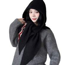1 Piece Women's Balaclava Hat Autumn And Winter Knitted Hat With Large Head Circumference Cold-Proof Warm Knitted Hat Earmuffs Covered Head Hat - Dark Grey - View 5