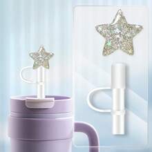 6Pcs Resin Shiny Bling Straw Topper Cover For, 10mm Straw Covers Cap For Cup 30&40oz With Tumblers (Butterfly) - Star - 查看 6