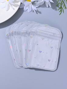 100 个时尚全息光泽可重复密封 PE 塑料袋，可重复使用防尘袋，适用于珠宝、耳环、项链、派对包装