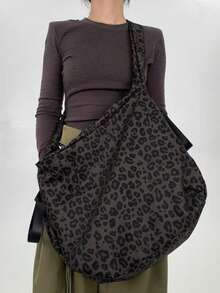 1 Stück modische Nylon Schultertasche für Frauen, große Kapazität einfarbige Umhängetasche mit festen Trägern, faltbares Design, Reißverschluss, Polyesterfutter, verstärkte lässige Tragetasche