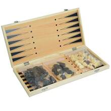 1pc 3-In-1 Wooden International Chess Set, Solid Wood Chess Game, Foldable Portable Competitive Chess Board, Party Game - Multicolor - View 3