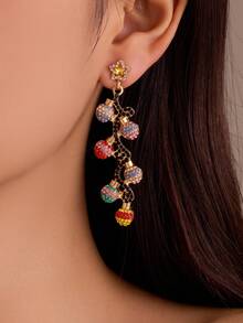 1 Pair Christmas Earrings For Women Rhinestone Chritsmas Tree,Fashion Christmas Light Bulb Dangle Earring For Holiday Festival Costume Jewelry