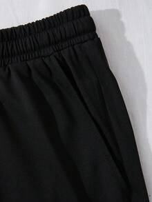 (2PC)VTUTOK Men's T-Shirt And Shorts Set With Printed Round Neck Short Sleeved Top, Casual T-Shirt And Drawstring Waist Shorts Set IT IS WHAT IT IS - màu đen - Xem 6