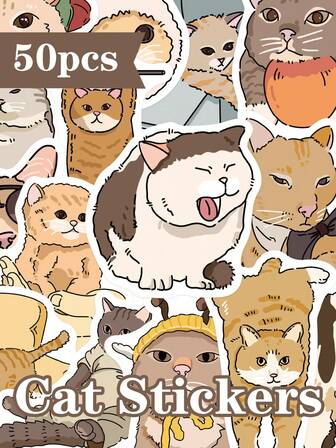 50 pegatinas de gato para cuadernos, diarios y fundas de teléfono