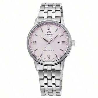 Orient Fashion Women's Fully Automatic Mechanical Watch Diamond Single Calendar Luminous Steel Band Watch Small Gold Watch Steel Band Powder Plate RA-NR2002P10B