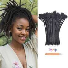 30 Strands Loc Extensions Human Hair, 0.6cm Width 100% Human Hair Dreadlock Extensions For Men/Women, Can Be Dyed Soft Dreads Extensions,1b(4inch-16inch) - S1B - Xem 1