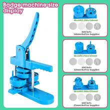 DIY Pin Button Maker Machine 25mm/32mm/58mm Badge Punch Press With 300pcs Button Parts (Green) - Azul - Ver 9