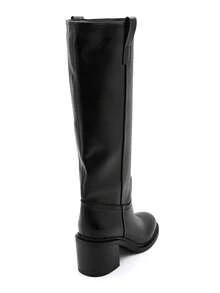 Tall Boots With A Slightly Pointed Toe And A Stable Block Heel-An Elegant And Comfortable Look. - Black 2523A - View 5