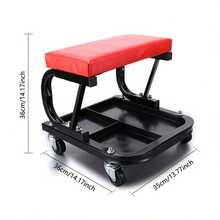 Foldable Garage Mobile Mechanic's Crawling Stool, 2-In-1 Maintenance Trolley, 360° Rotating Resting Stool, Z-Shaped Crawling Stool - Red - View 7