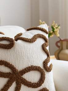 1pc/2pcs Set Semi-Circle Geometric Pattern Pillow Case, Canvas Circle Velvet Embroidery Crafted Square Cushion Cover, For Daily Use In Bedroom, Living Room, Sofa, Yard, Garden Decor, Without Core 30*50cm 45*45cm - Coffee Brown - View 4