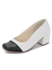 Macerata Women's Comfortable Black Pumps With Elegant Medium Heel For Work And Everyday Life Ref: 070 - Đen và trắng - Xem 6