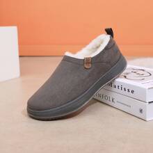 Botas de nieve con forro térmico para hombre, zapatos casuales de fácil puesta, unicolor - Café integral - Ver 8