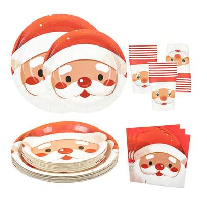 10 piezas/25 piezas/55 piezas Platos, vasos y servilletas desechables con tema navideño, platos, vasos y servilletas con diseño de astronauta, suministros para fiestas, adecuados para cumpleaños, bodas, fiestas, picnics familiares, juego de cubiertos desechables reutilizables (7 pulgadas/9 pulgadas, 9 onzas)