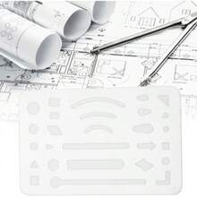 Borrador Shield inoxidable, herramientas de borrado de acero inoxidable, plantilla de dibujo ingeniería, regla herramienta de precisión para diseñoécnico y dibujo profesional - transparente - Ver 3