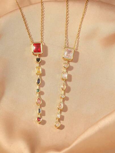 1 Stück vintage vergoldete, bunte Edelstein + Emaille Strass geometrische Halskette, geeignet für den täglichen Gebrauch von Mädchen, Partys, Geschenke, Urlaub, Bankette