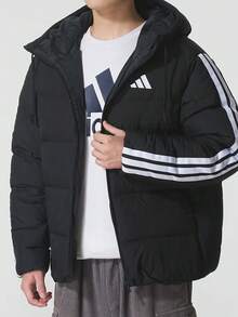 Adidas ESS 3S P D HD J Herren Daunenjacke, Neuer Sportoutfit Winter 2025, Outdoor Winddicht Warm Kapuzen Dicke Jacke, KH3987