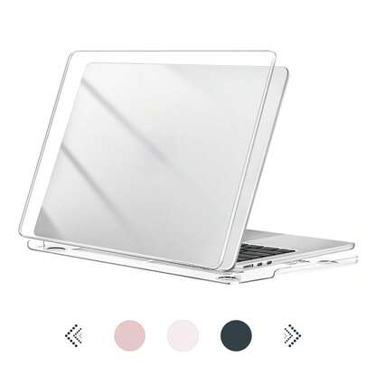 2pcs Compatible With MacBookAirPro Plastic Hard Shell Transparent Crystal Protective Case
