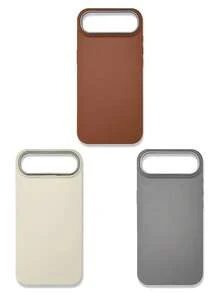 Funda de teléfono de lujo con textura de lichi de tacto suave, combinación de 3 colores para todas las estaciones, gris, marrón y beige, compatible con iPhone/Galaxy - Multicolor - Ver 48