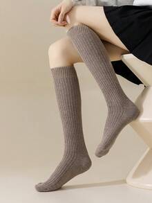 1/3/5 Pairs Solid Color Double Needle Knitted Wool Comfortable Warm Indoor Ankle Socks - Multicolor - View 5