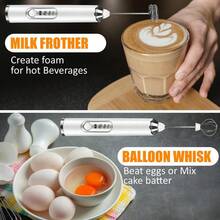 Multifunctional Rechargeable Handheld Milk Frother With Detachable 3 Whisk Heads | 3 Speeds Electric Coffee Mixer, Detachable Stainless Steel Whisk For Latte, Cappuccino, Matcha, Eggs (White) - 白色 - 查看 11