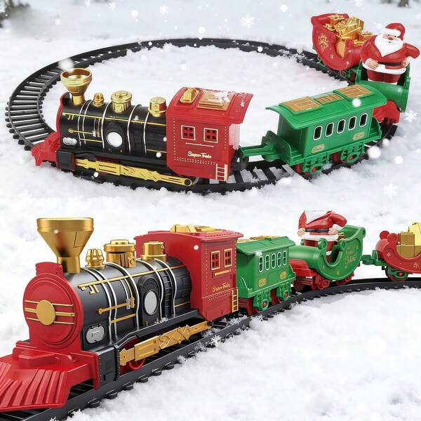 Christmas Gift, Track Music, Small Train, Children's Electric Track Car Toy, Retro Mini Christmas Small Train, Electric Car Toy, New Model (Not Included With 1 Battery)