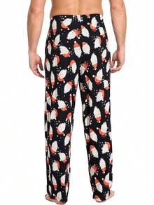 Mens Pajama Pants - Viscose Made From Bamboo, Soft Sleep Pants Comfy Drawstring Lounge Bottom With Pockets Sweatpantshalloween - Santa Claus Black - View 5