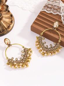 FANYINAN Stylish And Minimalist Zinc Alloy Earrings With 18K Gold-Plated Rhinestones And Faux Pearl Pendants, Perfect For Everyday Wear. Ideal For Holidays, Vacations, Parties, And Birthday Celebrations.