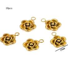 10 件 5/8/10 毫米不锈钢吊饰玫瑰花吊饰 PVD 镀金金属耳环项链手链珠宝制作用品 - 玫瑰花吊墜 - 查看 9
