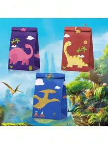 14Pcs Dinosaur Gift Bags With Sealing Stickers, Cute Animal Party Favor Bags For Kids' Birthday & Parties