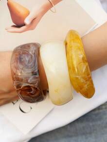 3 件/1 件夸张几何手链套装，百搭珠宝配饰，适合日常佩戴、派对、度假、波西米亚风格 - 寬版 - 查看 4