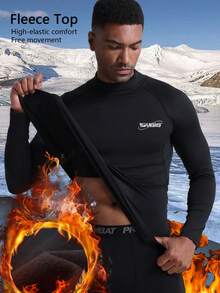 男士保暖内衣，秋冬季保暖内衬保暖底层衬衫，适合户外运动、滑雪、狩猎、寒冷天气保暖