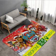 1/3/4 piezas Alfombras con temática de Paw Patrol navideña, agrega magia alegre a tu habitación; adecuada para sala de estar, dormitorio, etc.