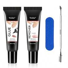 Curv-Life  Soft Quick Drying 10g Semi Solid Nail Glue With 10ml Remover With Cuticle Pusher Nail Art For Press On Nails Tips No Need For UV Lamp Long Lasting - White - View 1