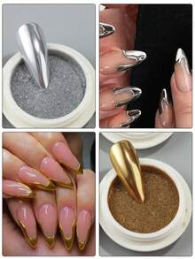 6 Colors Nail Powder, Rainbow White Pearl Powder, Holographic Unicorn Powder, Nail Glitter Powder, Metallic Mirror Effect, DIY Nail Art Gift, Suitable For Home Manicure & Salon - 彩色 - 查看 3