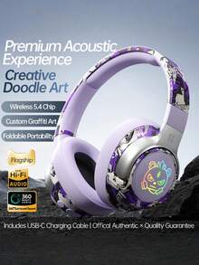 Wireless Over-Ear Headphones With Microphone, HIFI Stereo Gaming Headphones With Deep Base, Built-In Microphone For Clear Communication, Lightweight Immersive Audio For PC/Mobile Phone Kid-Friendly & Lightweight Build