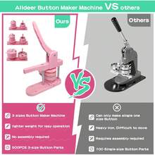 DIY Pin Button Maker Machine 25mm/32mm/58mm Badge Punch Press With 300pcs Button Parts (Green) - Pink - View 7