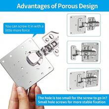 10 Piezas Placa de Reparacin de Bisagras de Gabinete, kit de Placa de Reparacin de Bisagras Accesorio de Reparacin de Placa de Acero Inoxidable con Agujero y Tornillos, para Gabinete, Cajn - inicial - Ver 6