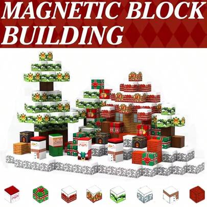 Blocchi da costruzione magnetici che creano un set di gioco magnetico a tema minerario per bambini, con temi natalizi, di Ognissanti, castello, castello del minatore, giocattoli sensoriali STEM, per classi di bambini e bambine e regali, tema floreale, colori casuali, giocattoli per bambini, blocchi da costruzione magnetici, piastrelle magnetiche, blocchi da costruzione magnetici, regali di Pasqua, Natale, Ognissanti e altro