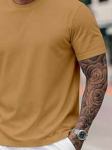 Kit Camiseta e Short Streetwear Urso Contorno Conjunto Camisa de Algodão 26.1 Premium - Caqui/ShortBranco - Visão 2