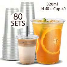 80/60/40/20 个 520ml/320ml 不透明塑料杯，带吸管盖，适用于冰咖啡、冰沙、奶昔和冷饮 - 彩色 - 查看 10