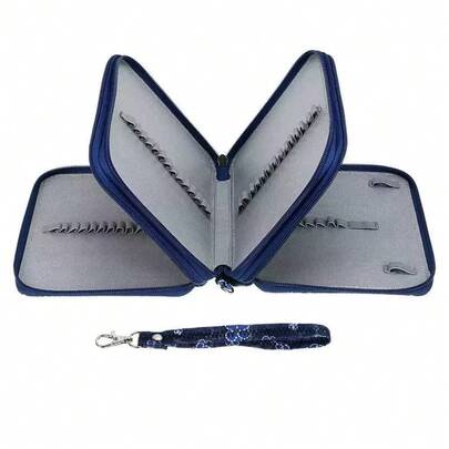 1pc Oxford Cloth Large Capacity Pencil Case, Student Stationery Bag With 78 Compartments, Suitable For Fine Art Drawing, Sketching Brush Storage