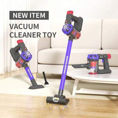 Kids Simulation Vacuum Cleaner Toy Set, Children's Role Play Cleaning Toys, Interactive Family Household Vacuum Cleaner Toy Set, Realistic Suction, Simulates Realistic Sounds, Ideal Gift For Boys Girls Aged 3+