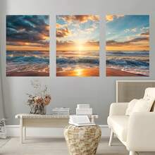 Modern Beach Sunset Wall Arts Posters Landscape Canvas Painting Print Nordic Wall Decor Painting Suitable For Home Decor,No Frame - Multicolor - View 5