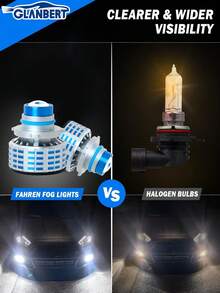 GLANBERT 2 piezas Luces antiniebla de aleación de aluminio universal para automóvil, exterior duradero anti-colisión, disipación de calor eficiente, iluminación duradera, 28W de potencia, 3000 lúmenes, H11/9006, luz blanca y luz amarilla - Multicolor - Ver 7