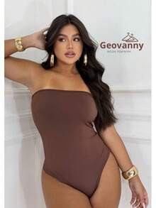GEO MODAS Body Faixa Tomara que Caia Simples elegante Festa Assimétrico  Férias Festas Carnaval Verão Elegante - Marrom - Visão 2