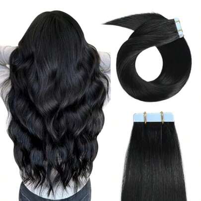 VADES 20PCS Seamless Tape In Hair Extensions - 100% Human Hair Straight Skin Weft - Ultimate Halloween Hair Kit For Scary Glam Looks, Creepy Cosplay & Party Transformations | Salon Quality, Long Lasting & Invisible Adhesive Glue On Wefts For Women (30g/Weft) -Pre-Cut & Ready To Wear For Instant Length & Volume, Reusable For Multiple Costume Changes, Natural Look For Day To Night Style, Perfect For Witch, Vampire, Zombie & Fantasy Costume Wigs, Professional & DIY Friendly Hair Enhancement.