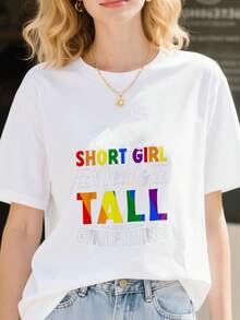 Lesbian Pride LGBT Every Tall Girl Needs A Short Girlfriend T-Shirt - 白色 - 查看 3